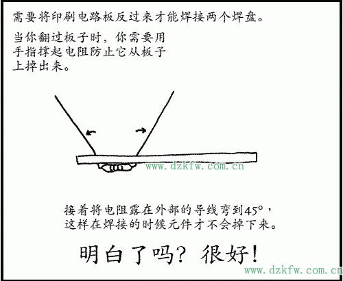 需要將印刷電路板反過(guò)來(lái)才能焊接兩個(gè)焊盤。